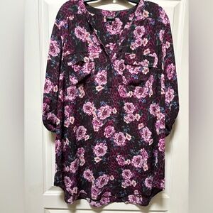 Torrid Black and Pink Floral Blouse